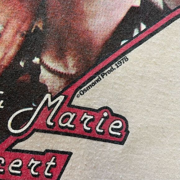 Vintage 1978 Donny & Marie Osmond in Concert Tan Single Stitch T-Shirt Small - Picture 3 of 8